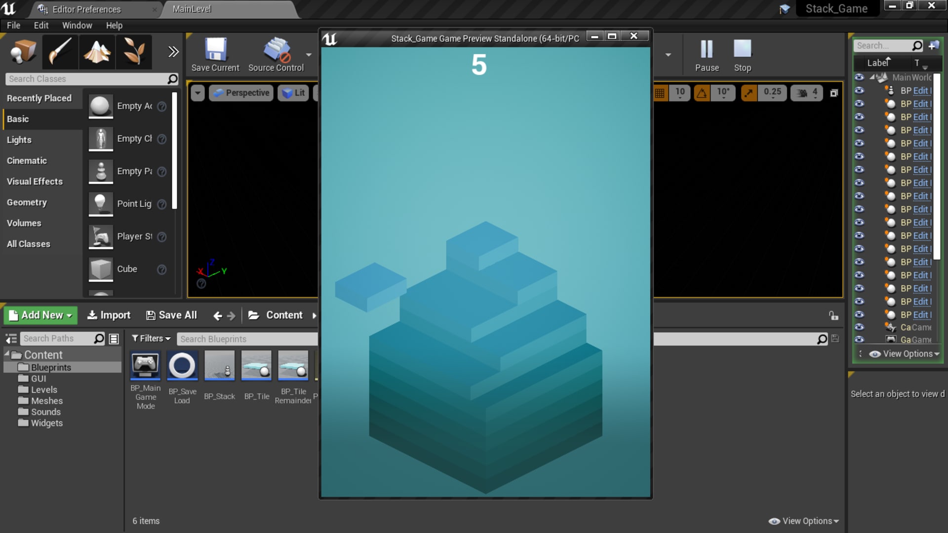 Stack Game Prototype in Blueprints UE Marketplace